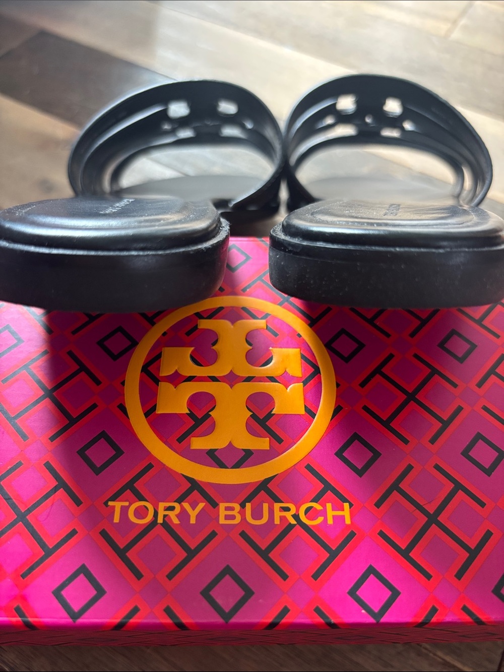 Tory Burch Black Triple-Strap Slide Mules - Picture 3 of 3